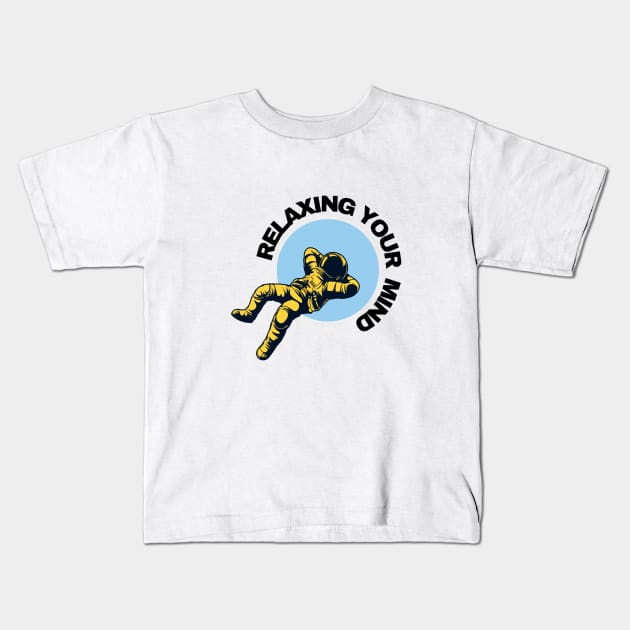 Relaxing Astronaut Design Kids T-Shirt by Only Legend Inc